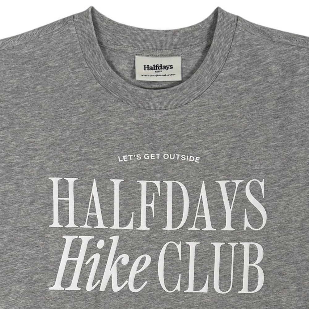 Halfdays Hike Club T Shirt Womens XS Gray Graphic Tee Short Sleeve‎ New